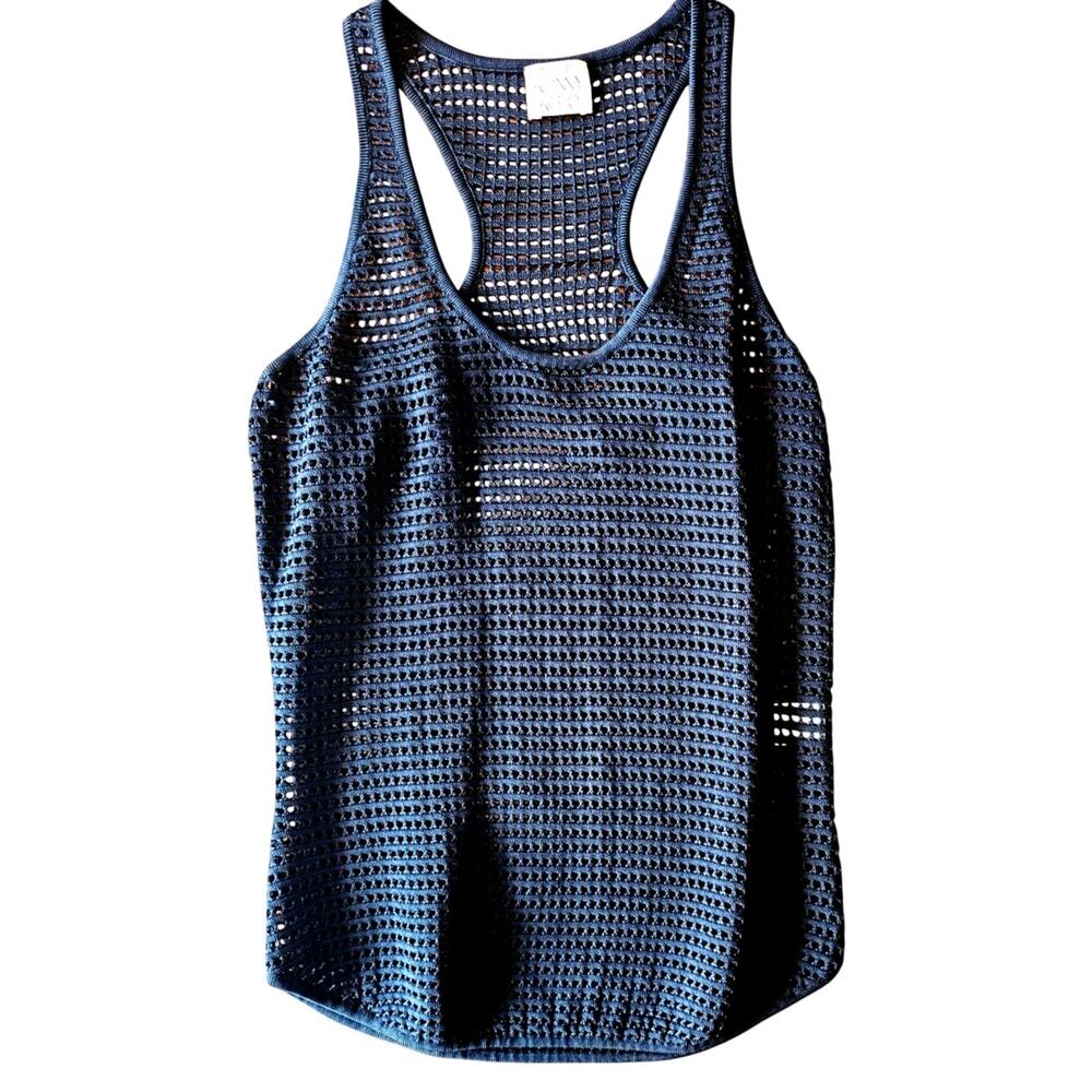 Revolve TORN BY RONNY KOBO Black Open Knit Racerback Tank Top, Sz XS, New